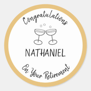 Retirement Congratulations Champagne Personalised Classic Round Sticker