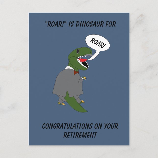 Retirement Congratulations Dinosaur Personalise Postcard (Front)
