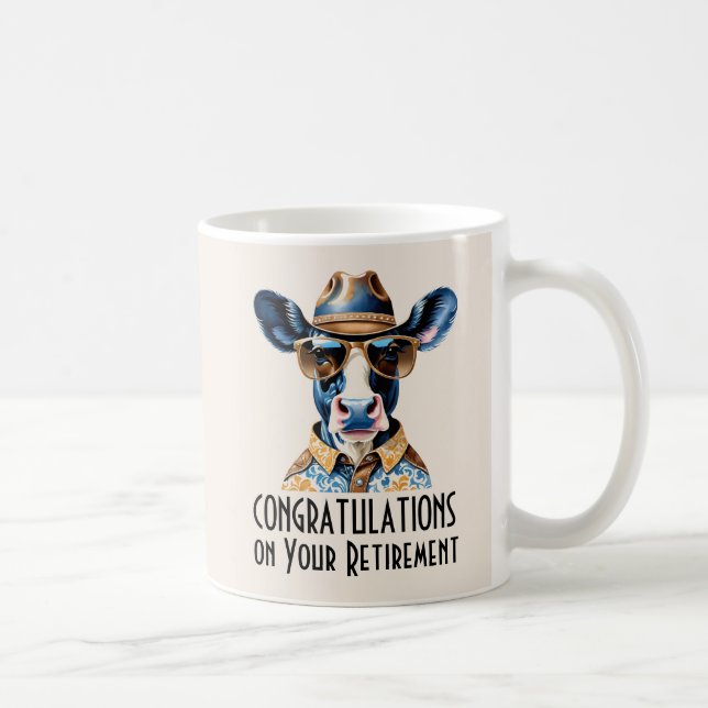 Retirement Congratulations Funny Cowboy Cow Coffee Mug (Right)