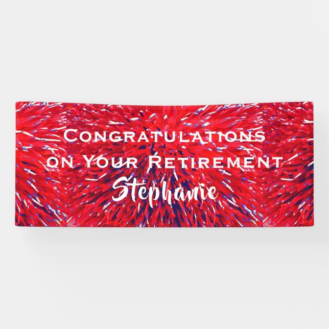 Retirement Congratulations Red White Blue Floral Banner (Horizontal)