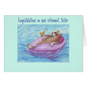 Retirement congratulations, Sister, corgi dog card
