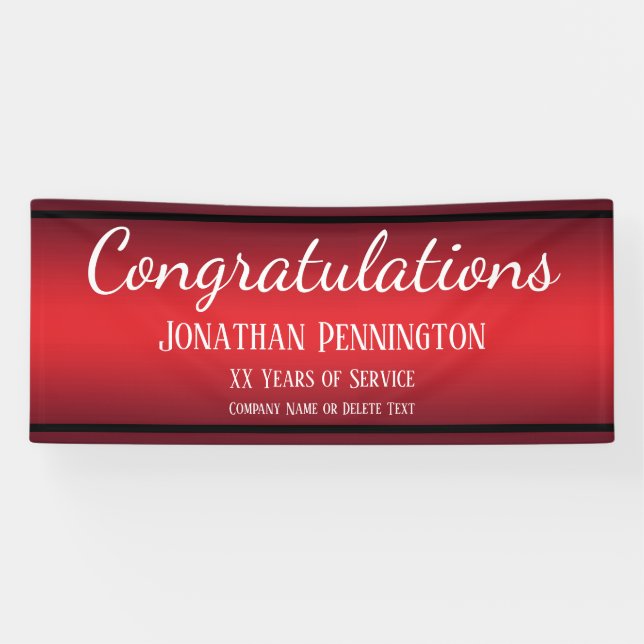 Retirement Congratulations Years of Service Red Banner (Horizontal)
