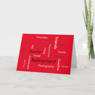 Retirement: customise words on card