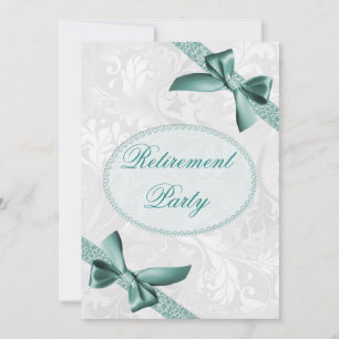 Retirement Damask and Bows Celebration Party Invitation