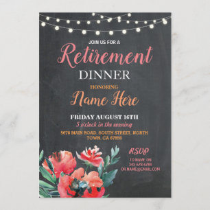 Retirement Dinner Invite  Party Women's Floral