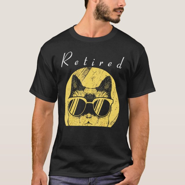 Retirement Fathers Day Cool Cat Sunglasses T-Shirt (Front)