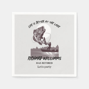 Retirement Fishing At the Lake Fisherman Vintage Napkin