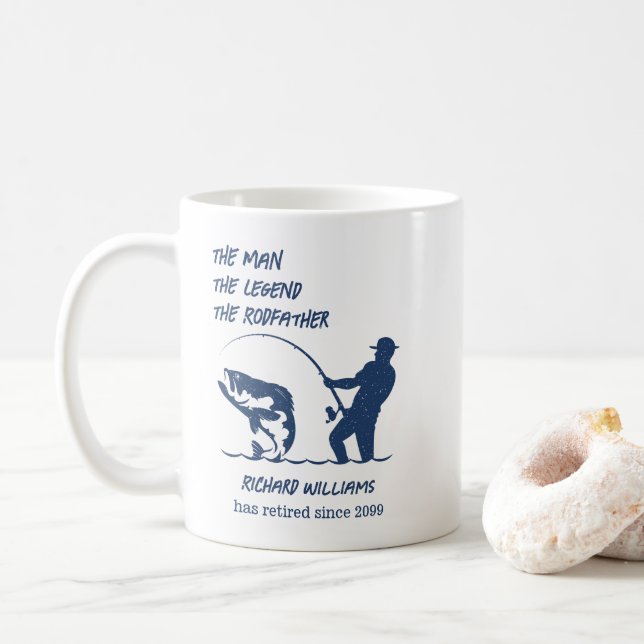 Retirement Fishing the Rodfather Big Fish Gift Coffee Mug (With Donut)