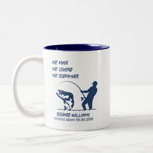 Retirement Fishing the Rodfather Big Fish Gift Two-Tone Coffee Mug (Left)