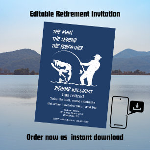 Retirement Fishing the Rodfather Big Fish Invitation
