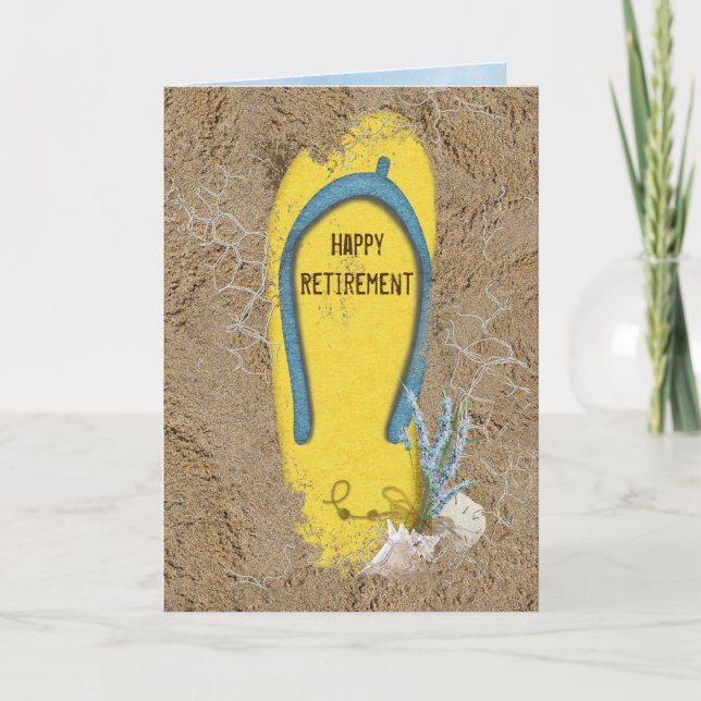 Retirement flip-flop in sand card (Front)
