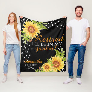 Retirement Floral Sunflower Quote Black Fleece Blanket