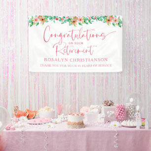 Retirement Floral Tropical Script Congratulations Banner