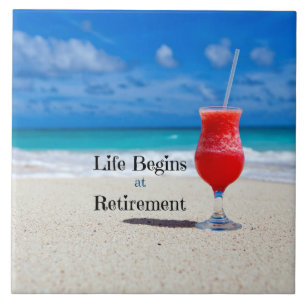 Retirement, Frosty Drink on the Beach, Ceramic Tile