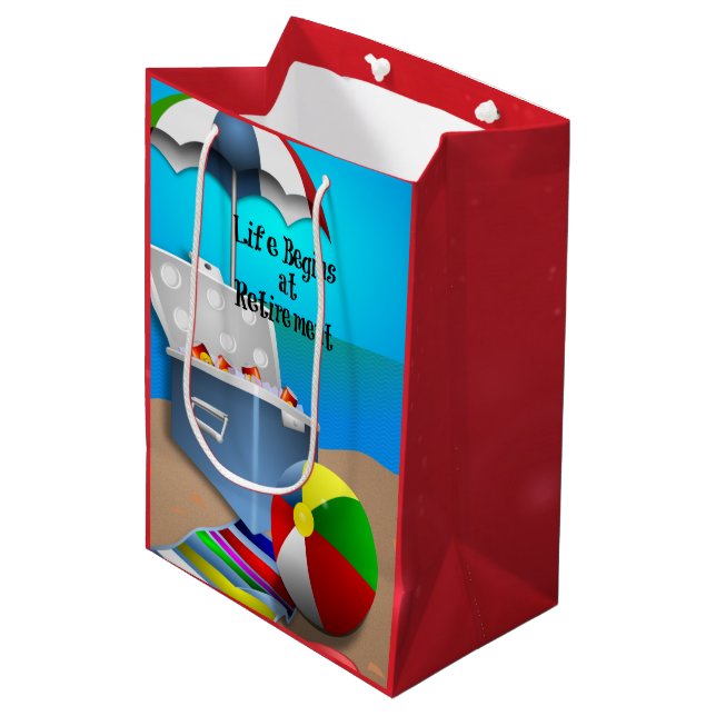 Retirement - Fun at the Beach Medium Gift Bag (Front Angled)