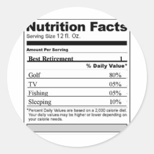 Retirement Funny Nutrition label