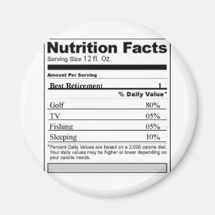 Retirement Funny Nutrition label Magnet