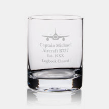 Retirement Gift Airplane Custom Pilot info Whiskey