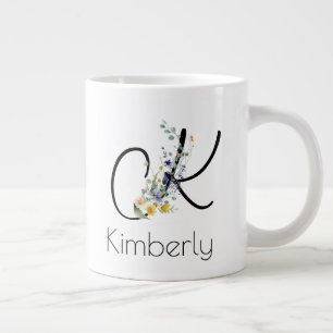 Retirement gift employer monogram watercolor  large coffee mug