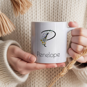 Retirement gift employer monogram watercolor large coffee mug
