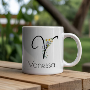 Retirement gift employer monogram watercolor  large coffee mug