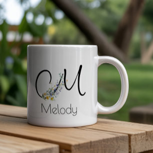 Retirement gift employer monogram watercolor  large coffee mug