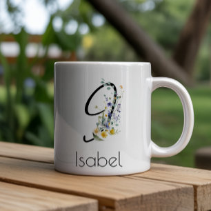 Retirement gift employer monogram watercolor large coffee mug