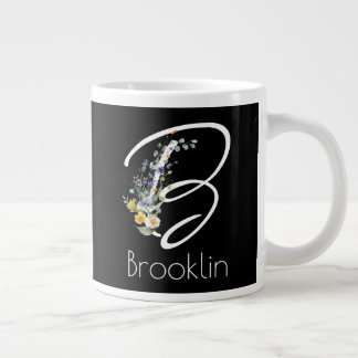 Retirement gift employer  Monogram wildflower Large Coffee Mug