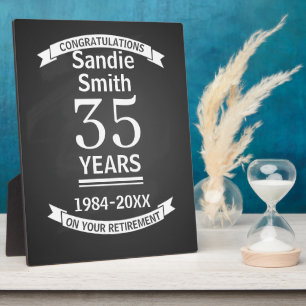 retirement gift for boss, employee, long service plaque