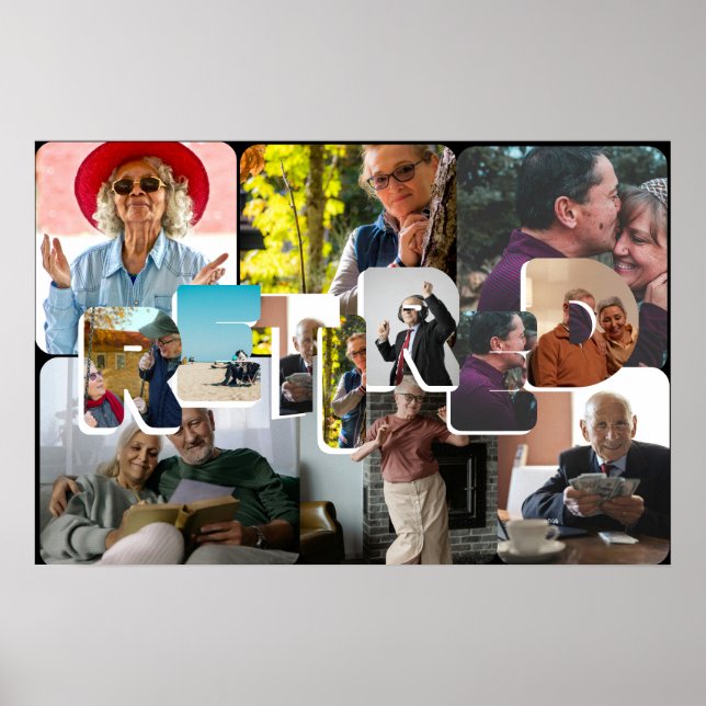 Retirement gift, fun retired wall photo time line poster (Front)