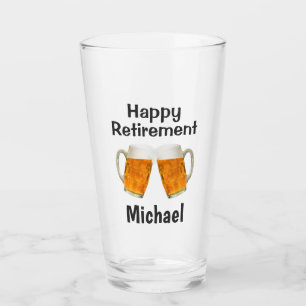 Retirement GIft Happy Cheers Beer Custom Name Glass