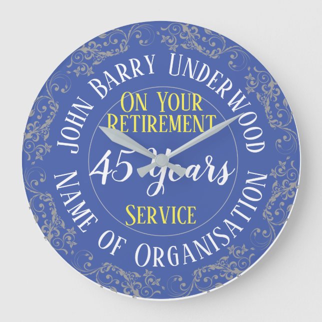 Retirement Gift with Years Served Large Clock (Front)