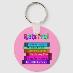 Retirement Gifts Unique Stack of Books Design Key Ring