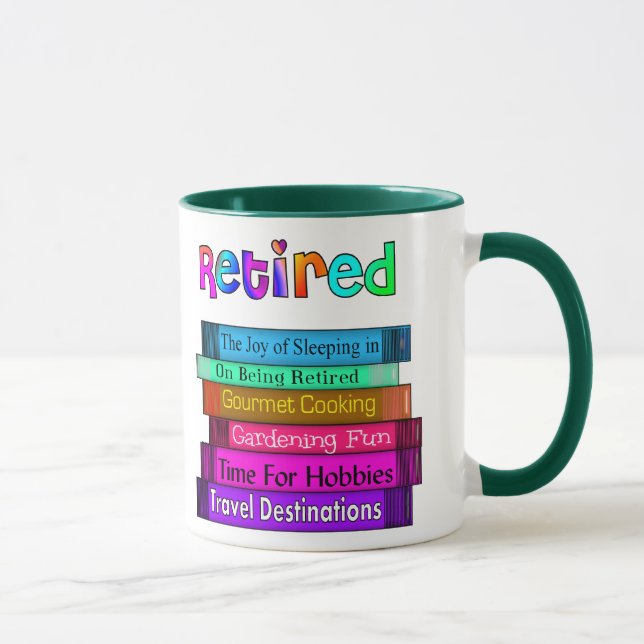 Retirement Gifts Unique Stack of Books Design Mug (Right)