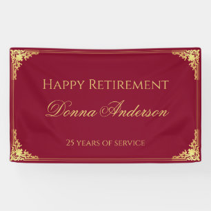 Retirement Gold Script Elegant Vintage Burgundy Banner