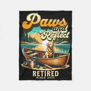 Retirement Golden Retriever Paws And Reflect Fishi Fleece Blanket