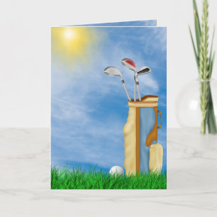 retirement-golf ball and bag in grass card