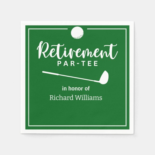 Retirement Golf Ball Tee Flag Modern Napkin (Front)