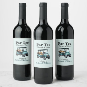 Retirement Golf Cart Par Tee Themed  Wine Label