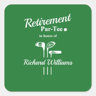 Retirement Golf Clubs Themed Par Tee Square Sticker