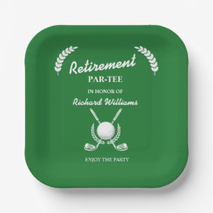 Retirement Golf Clubs Wreath Themed Party Paper Plate