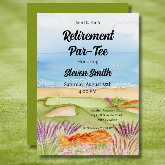 Retirement Golf Course by the Beach Invitation (Creator Uploaded)