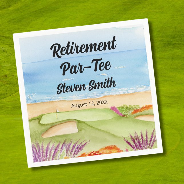 Retirement Golf Course by the Beach Invitation Napkin (Creator Uploaded)