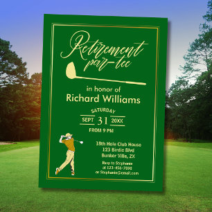 Retirement Golf Party Classic Green Golden Player  Invitation