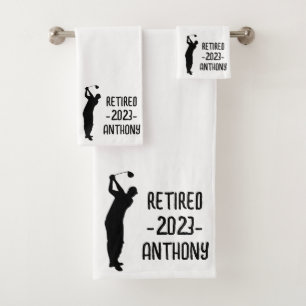 Retirement Golfer Birthday retired happy retiree Bath Towel Set