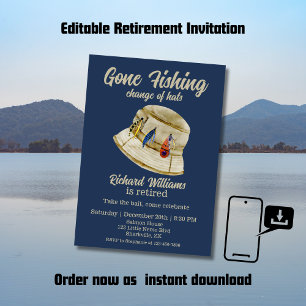 Retirement Gone Fishing Retired Fisherman Hat Invitation