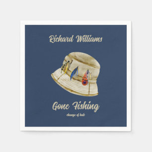 Retirement Gone Fishing Retired Fisherman Hat Napkin