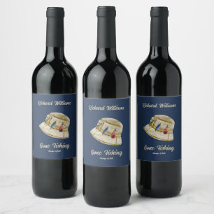 Retirement Gone Fishing Retired Fisherman Hat Wine Label