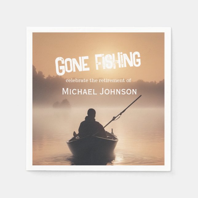 Retirement Gone Fishing Sunrise Retired Fisherman Napkin (Front)