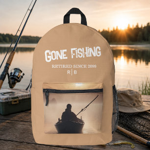 Retirement Gone Fishing Sunrise Retired Fisherman Printed Backpack